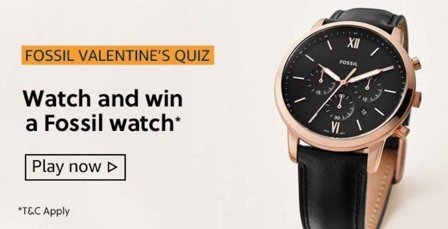 Amazon Fossil Valentines Quiz Answers Today - Play & Win Fossil Watch