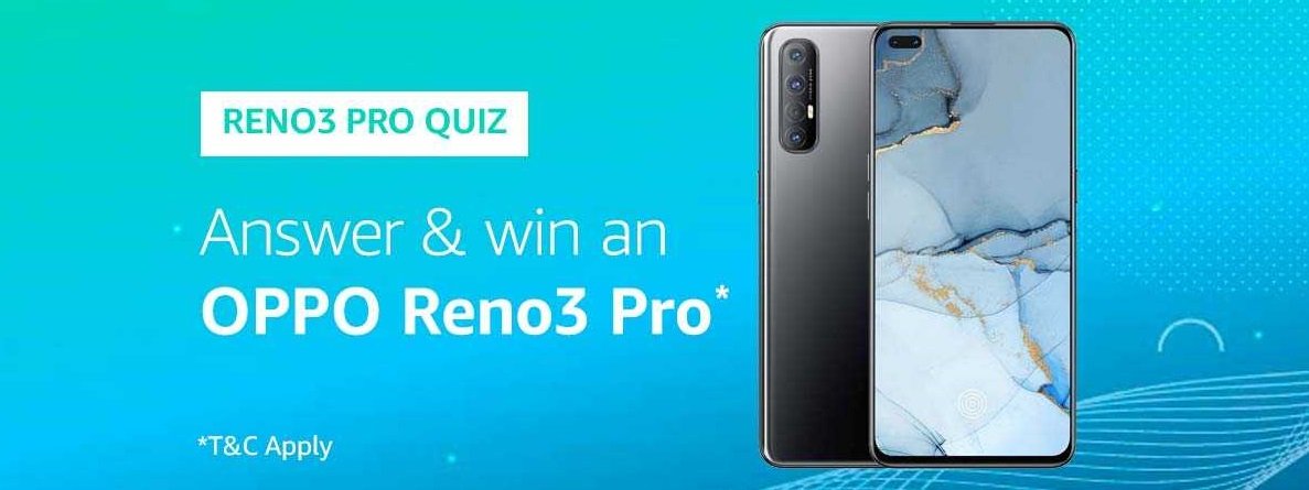 Amazon Reno3 Pro Quiz Answers - Play & Win Oppo Reno3 Pro