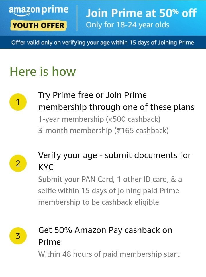 Amazon Prime Youth Offer