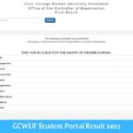 GCWUF Student Portal Result 2023, Merit List, and Admission