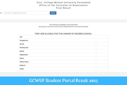 GCWUF Student Portal Result 2023, Merit List, and Admission