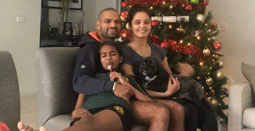 Aliyah and Rhea dhawan with their stepdad Shikhar