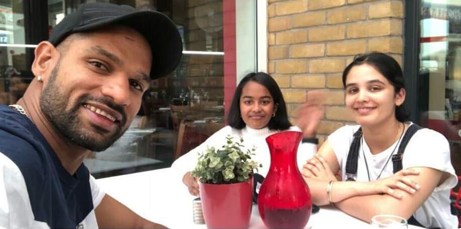 Rhea and Aliyah dhawan in a restaurent spending time with stepdad Shikhar dhawan