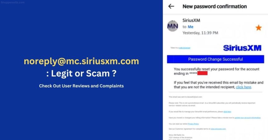 Email from noreply@mc.siriusxm.com: Is it a Scam or Legit?