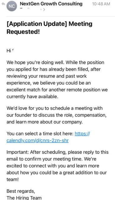 NextGen Growth Consulting scam email