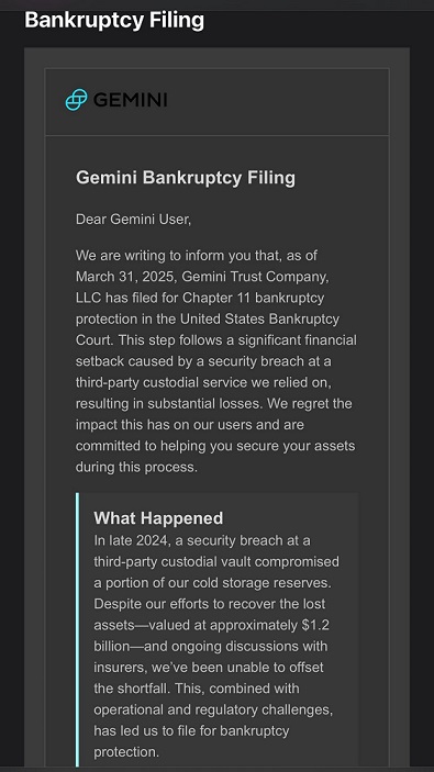 Fake Gemini Crypto Phishing Email
