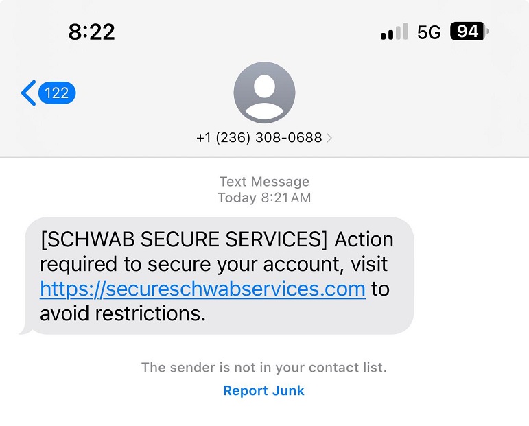 Fake Schwab Text Example