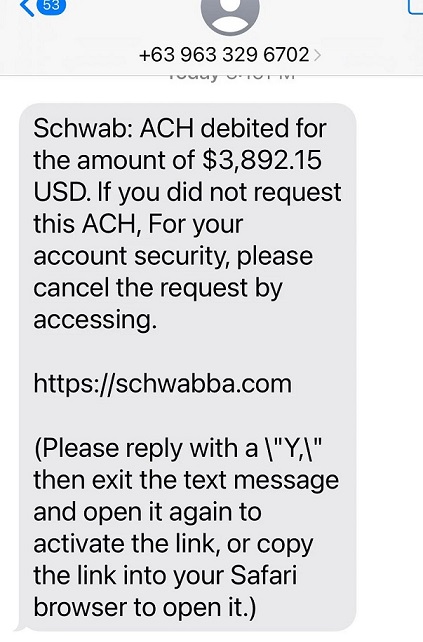Schwab Text Message Patterns Example