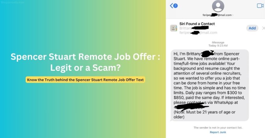Spencer Stuart Recruiting Scam: Fake Remote Job Offer Text