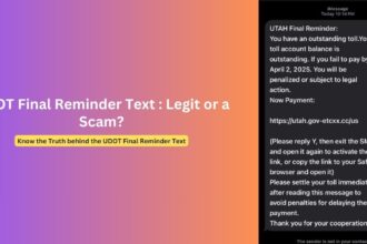 UTAH Department of Transportation (UDOT) Toll Text Scam