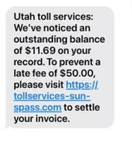 Utah Toll Service fake text