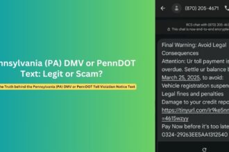 Pennsylvania (PA) DMV or PennDOT Toll Text Scam Exposed