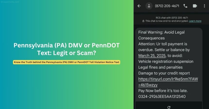 Pennsylvania (PA) DMV or PennDOT Toll Text Scam Exposed