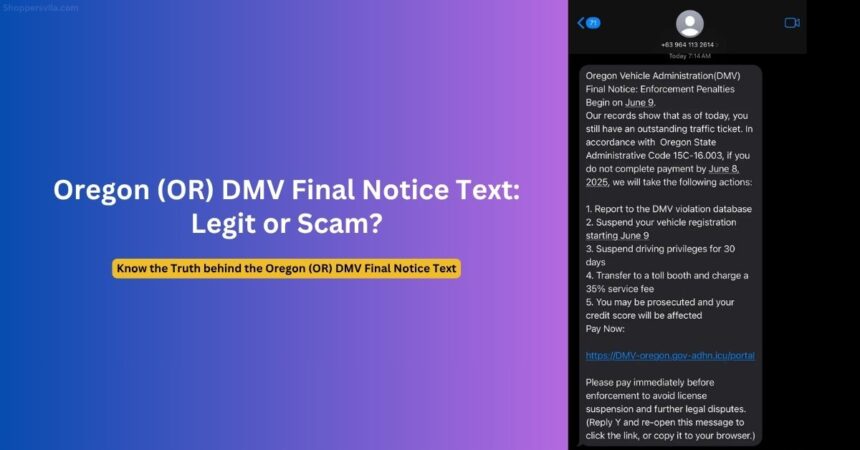 Oregon DMV Final Notice Text Scam: Urgent Alert